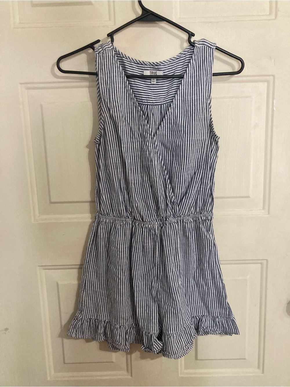 True Craft Navy & White Striped Girls' Romper